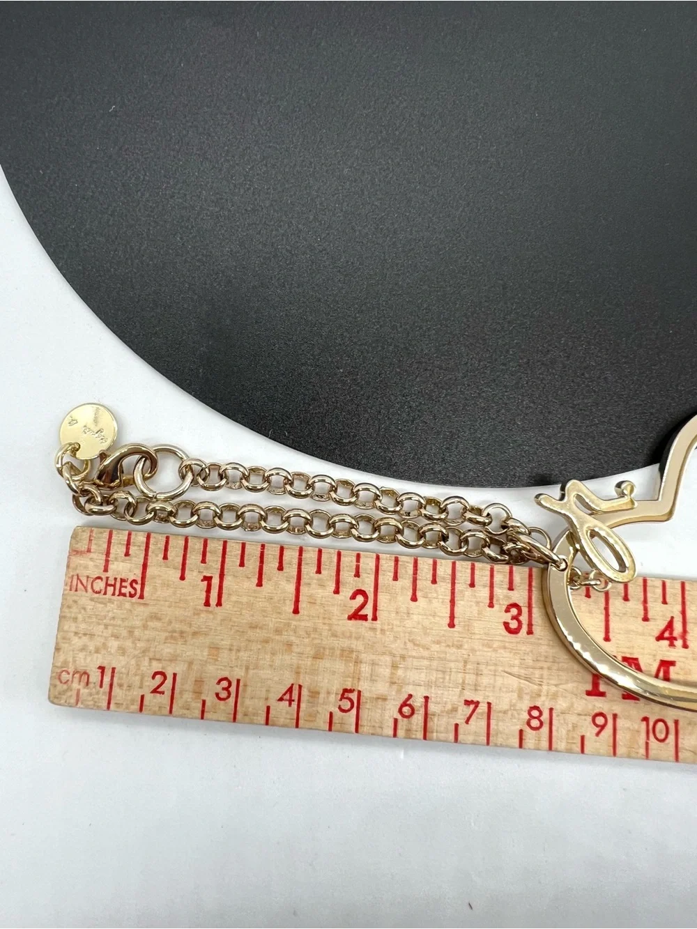 agnès b. Gold Heart Pink Crystal Bag Charm Keychain Signature b Logo